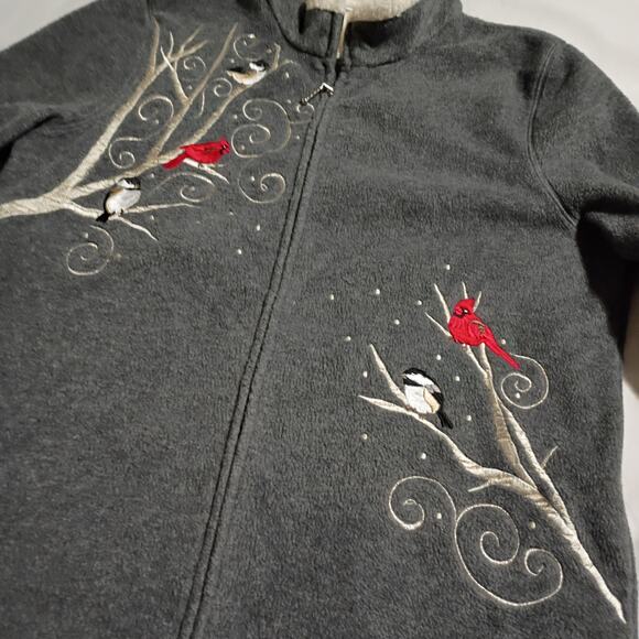 Croft & Barrow Women's Medium Polar Fleece Full-Zip Cardinals/Birds/Birch Jacket - Picture 4 of 10